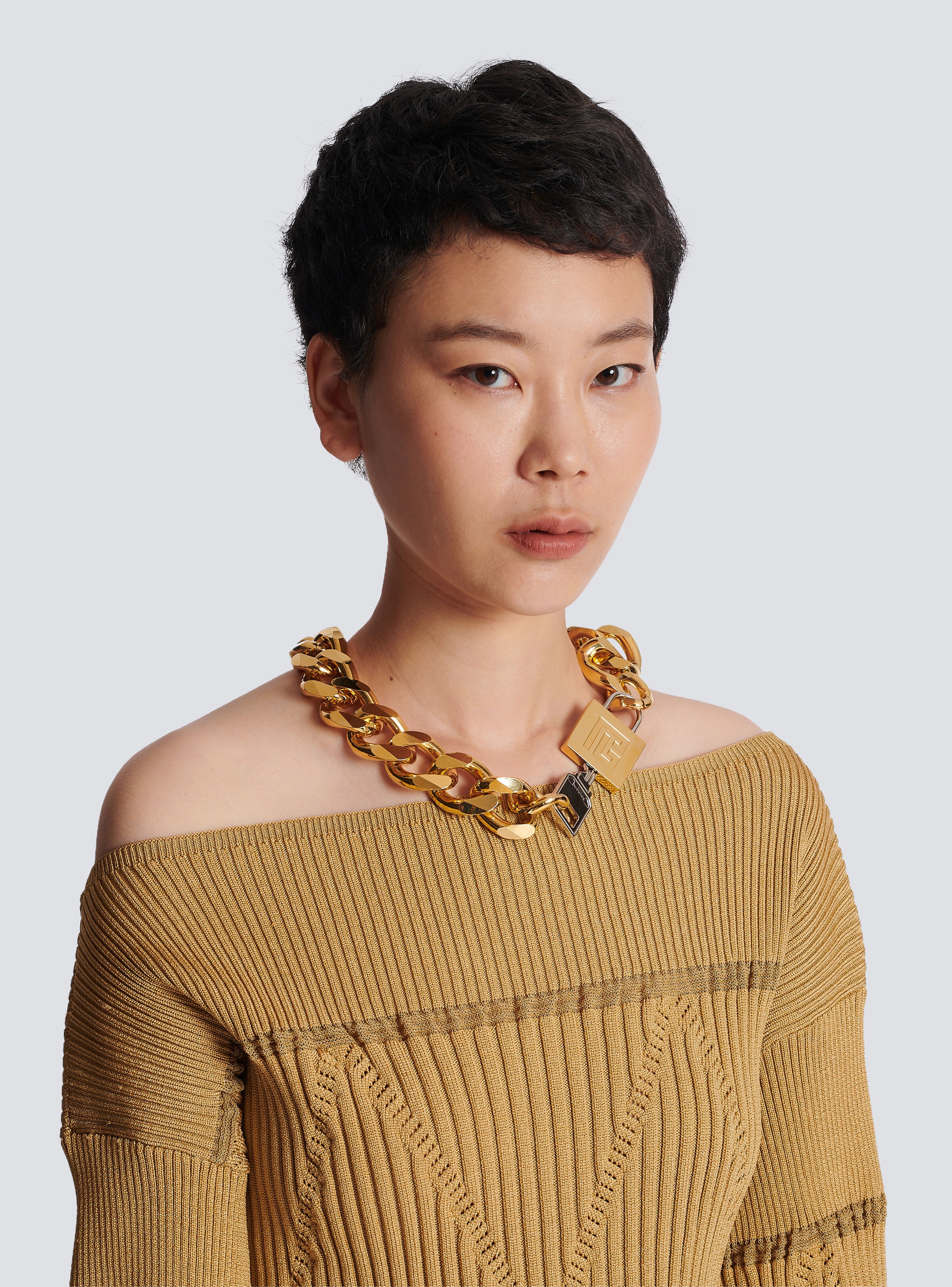 Brass padlock necklace - 2