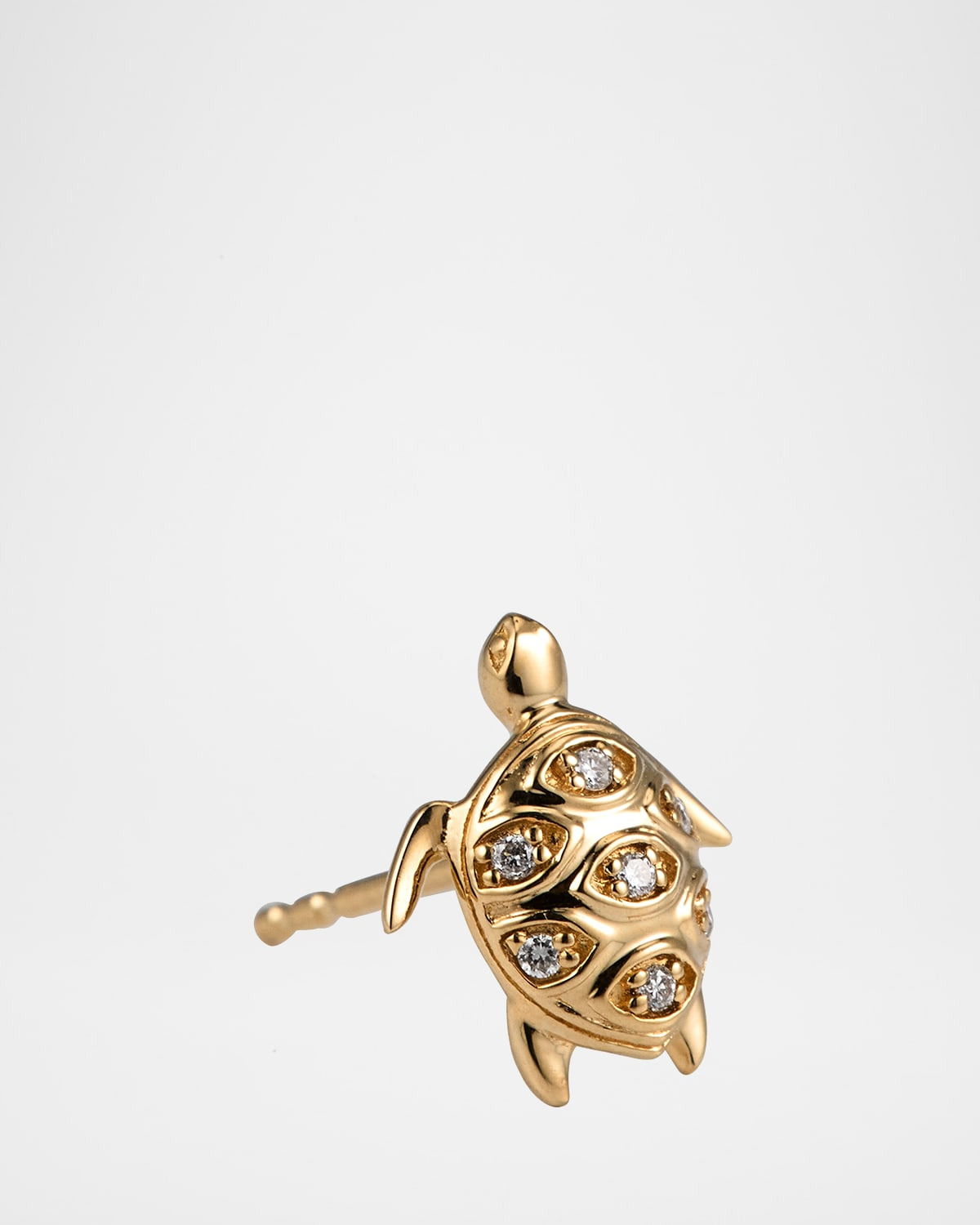 14K Turtle Earring with Marquise Eye Shell, Single - 3