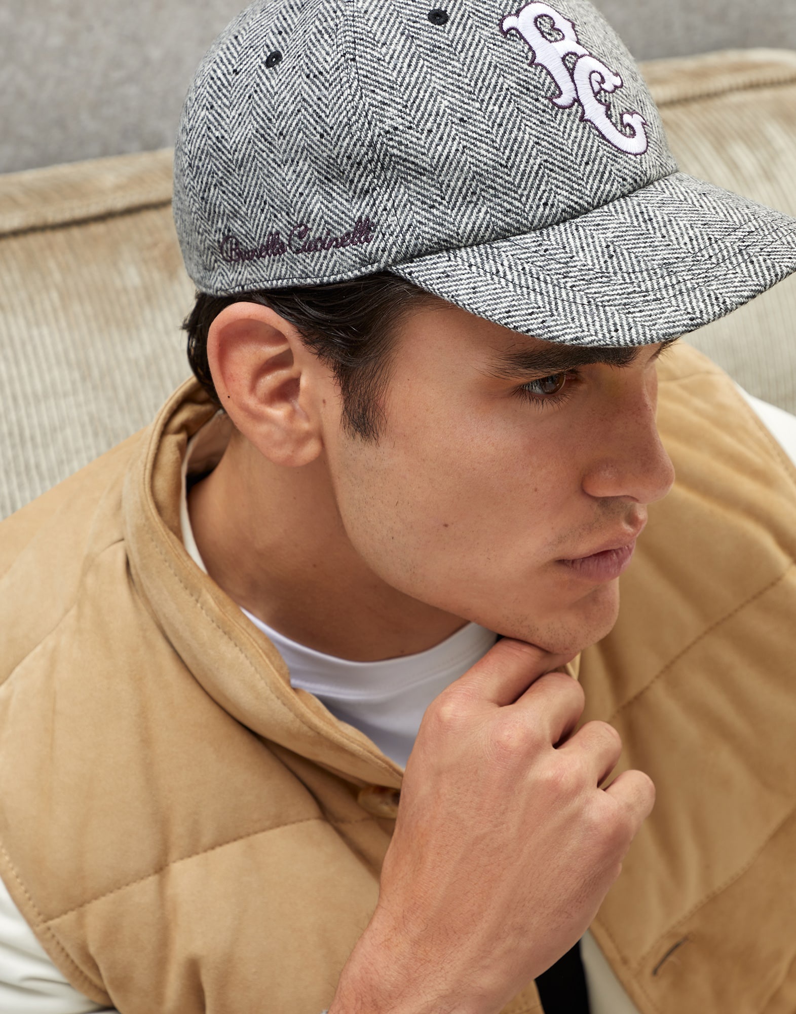 Wool and cashmere flecked chevron baseball cap - 3