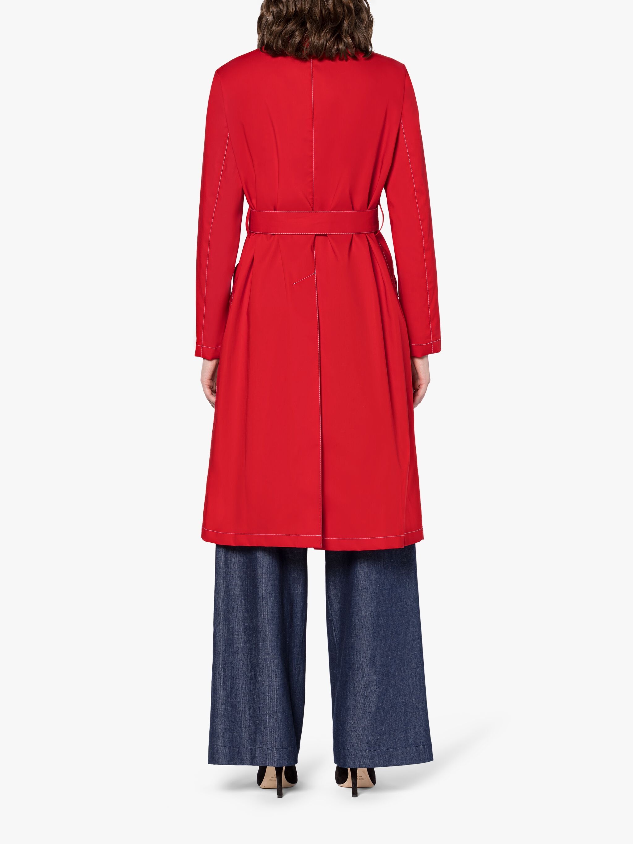 GIGI RED RAINTEC COTTON ASSYMETRIC TRENCH COAT - 4