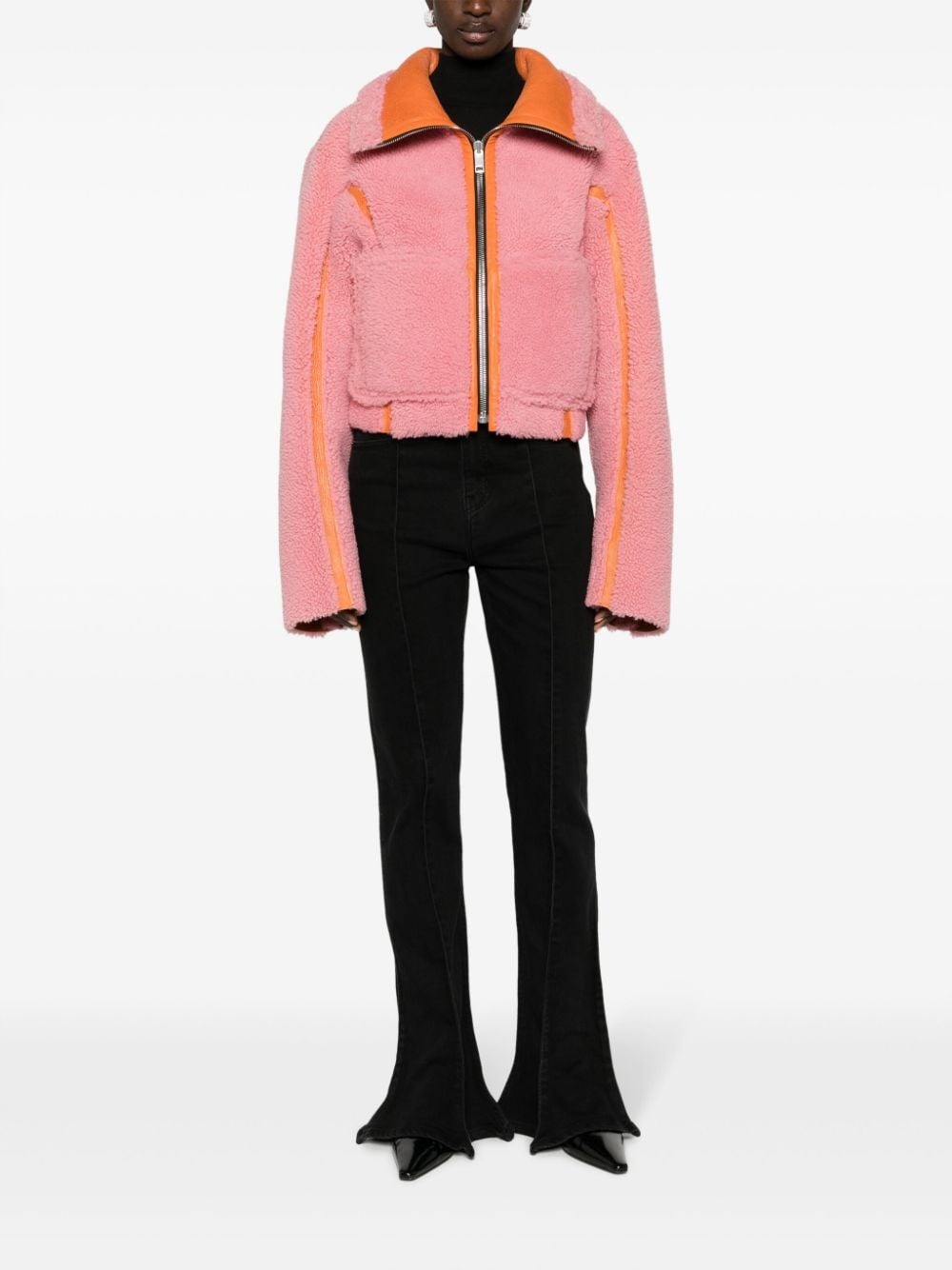 two-tone leather jacket - 6