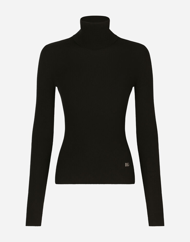 Ribbed cashmere and silk turtleneck with DG logo - 1