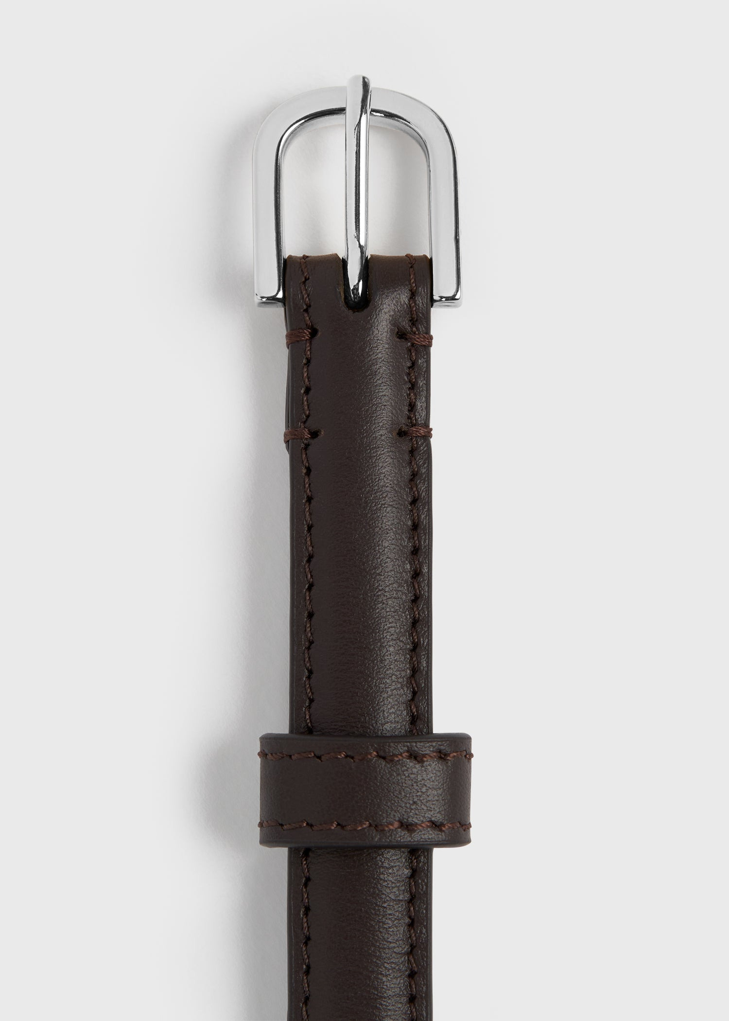 Thin leather trouser belt bark - 5