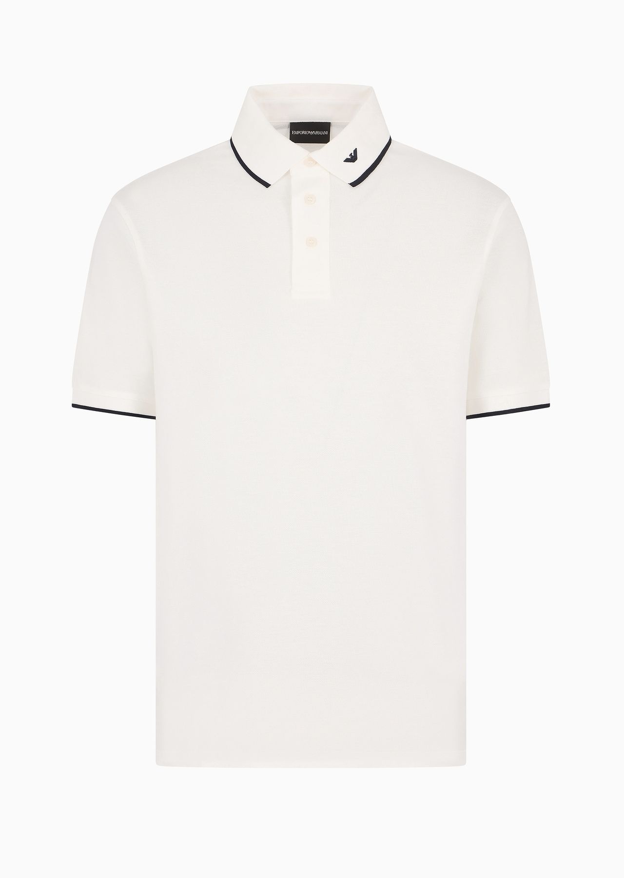 Mercerised piqué polo shirt with micro eagle embroidery - 1