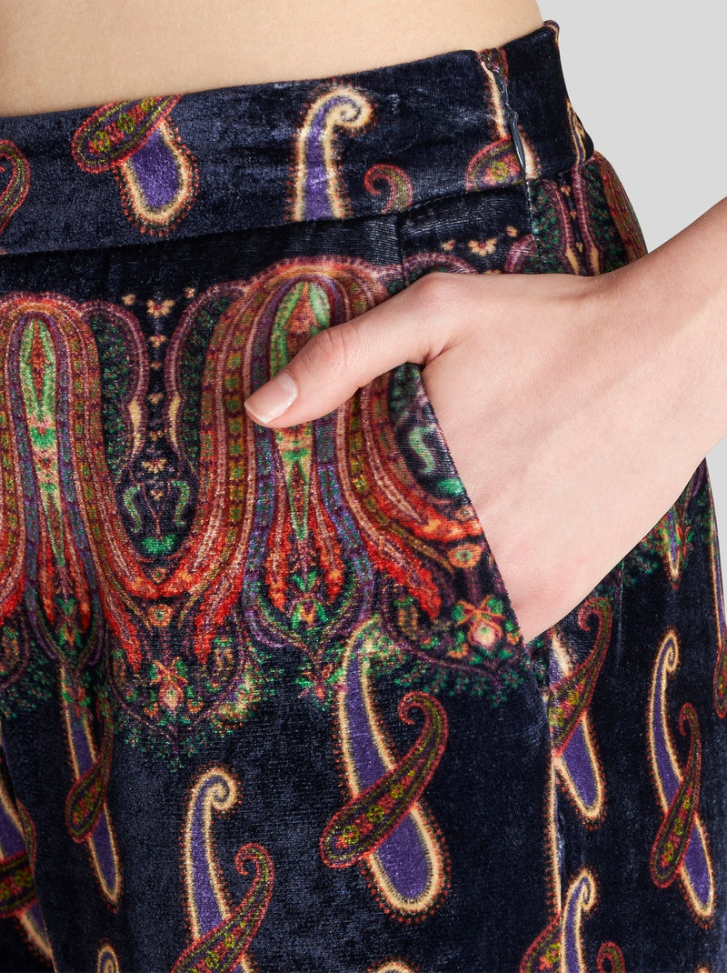 Etro PAISLEY VELVET PALAZZO TROUSERS outlook
