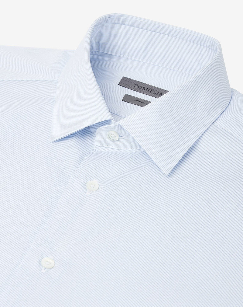 Wrinkle-free cotton shirt with white/light blue micro stripes 4