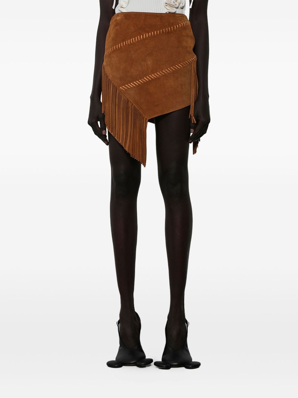 suede asymmetric skirt - 3