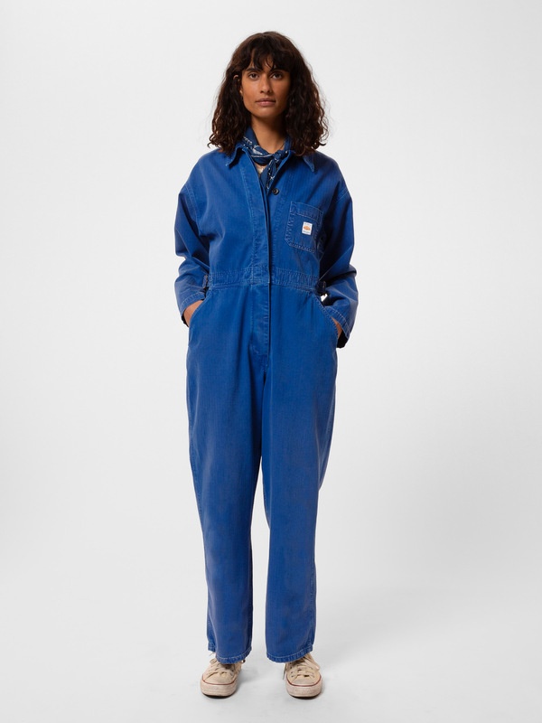 Ella Herringbone Boilersuit Blue - 3