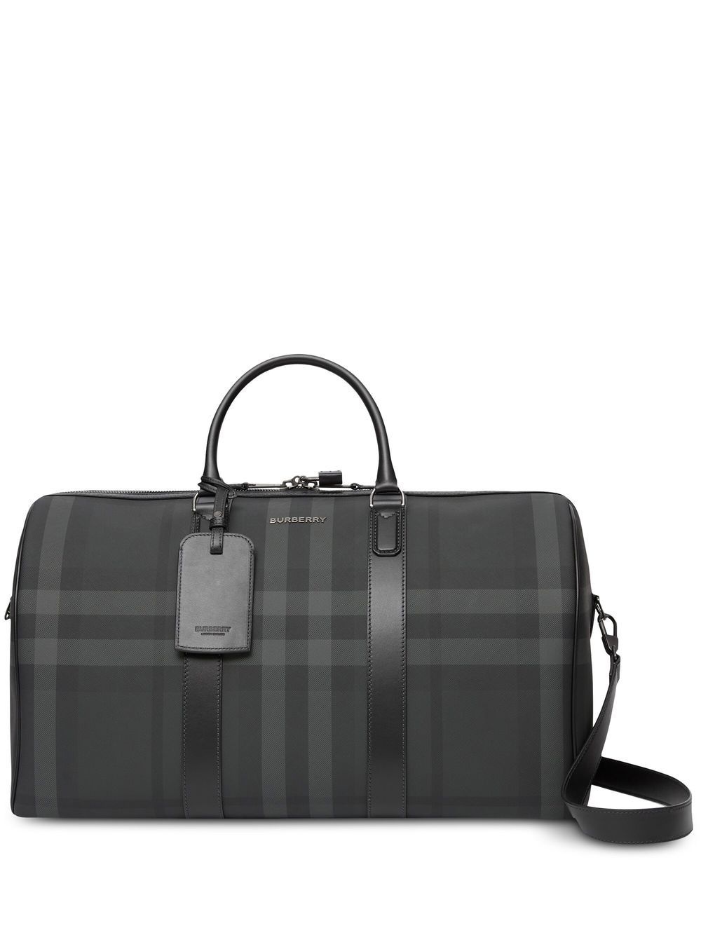 check-pattern faux-leather holdall - 1