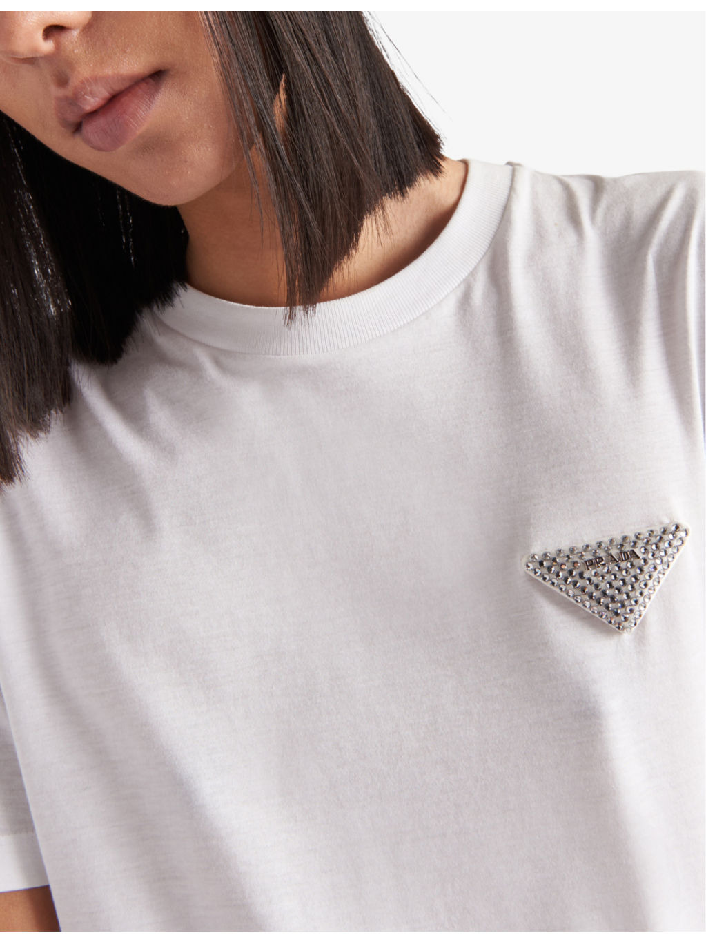 Logo-plaque crystal-embellished cotton T-shirt - 5