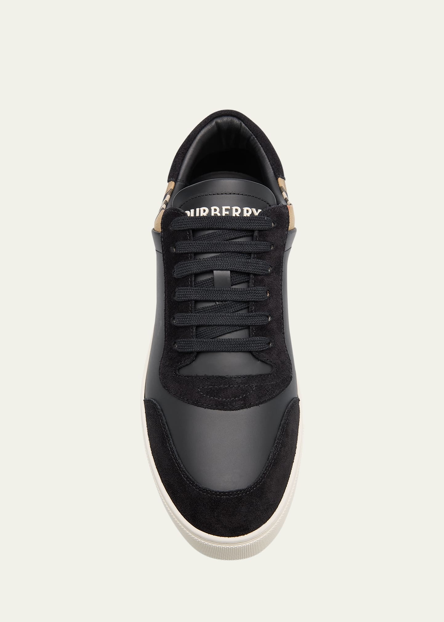 Men's Stevie Leather and Check Low-Top Sneakers - 6