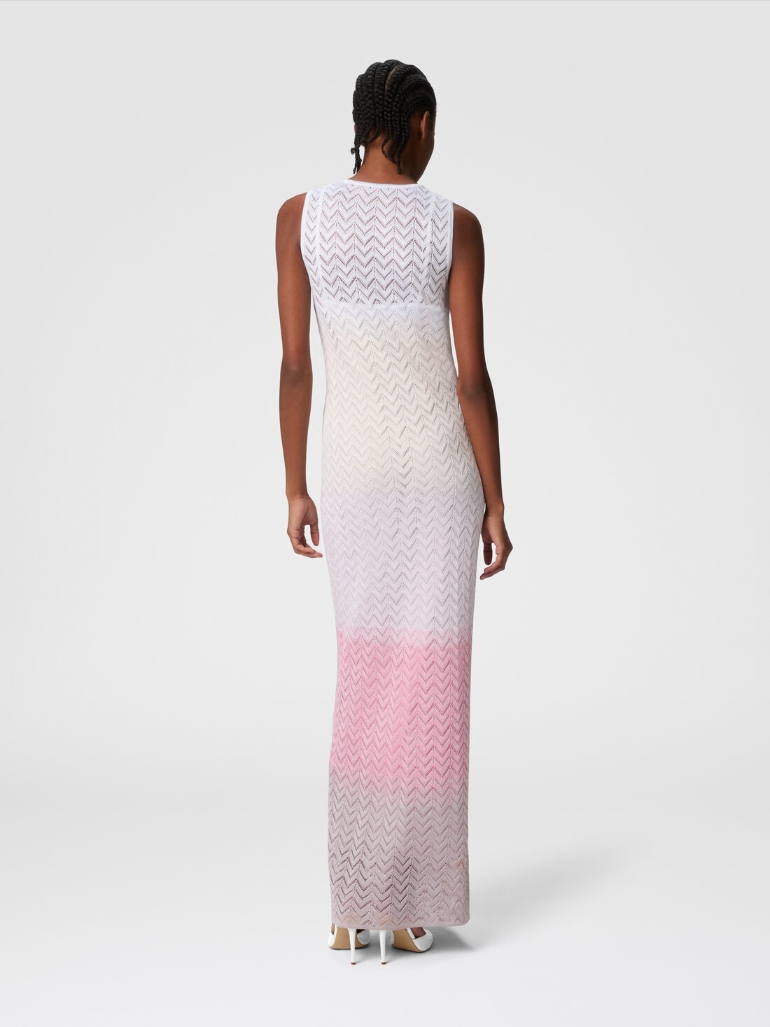 Sleeveless dress in shaded chevron viscose - 3