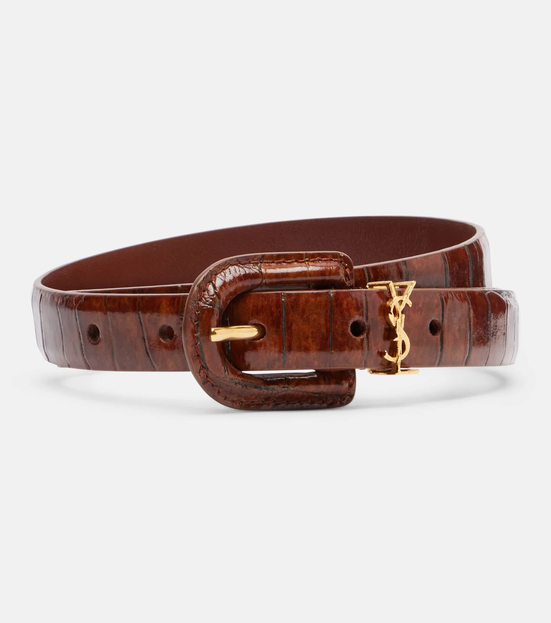 Cassandre croc-effect leather belt - 1