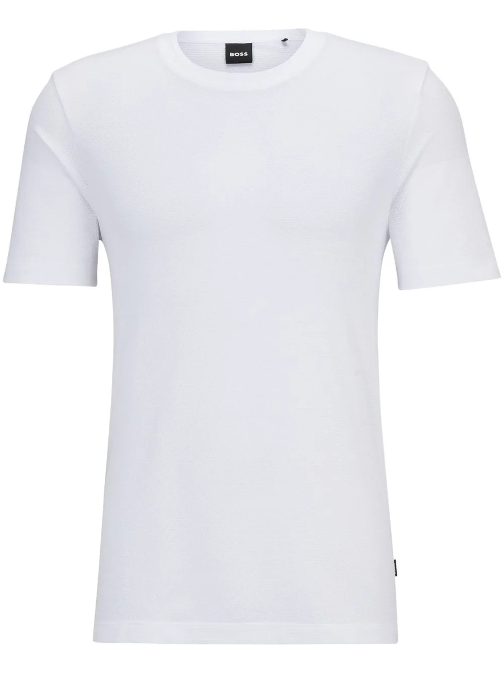logo-tag bubble-jacquard cotton T-shirt - 1