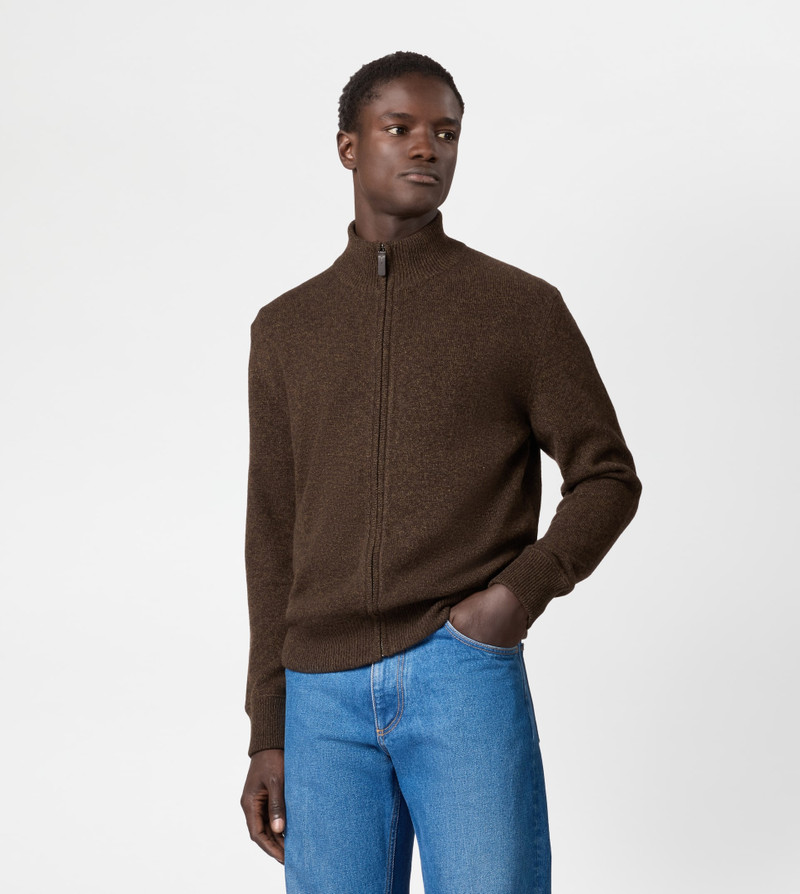 Tod's CASHMERE BLEND MOULINÉ CARDIGAN - BROWN outlook
