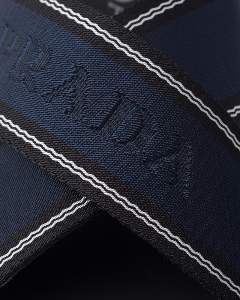 Brushed leather and Re-Nylon tape crisscross slides 6