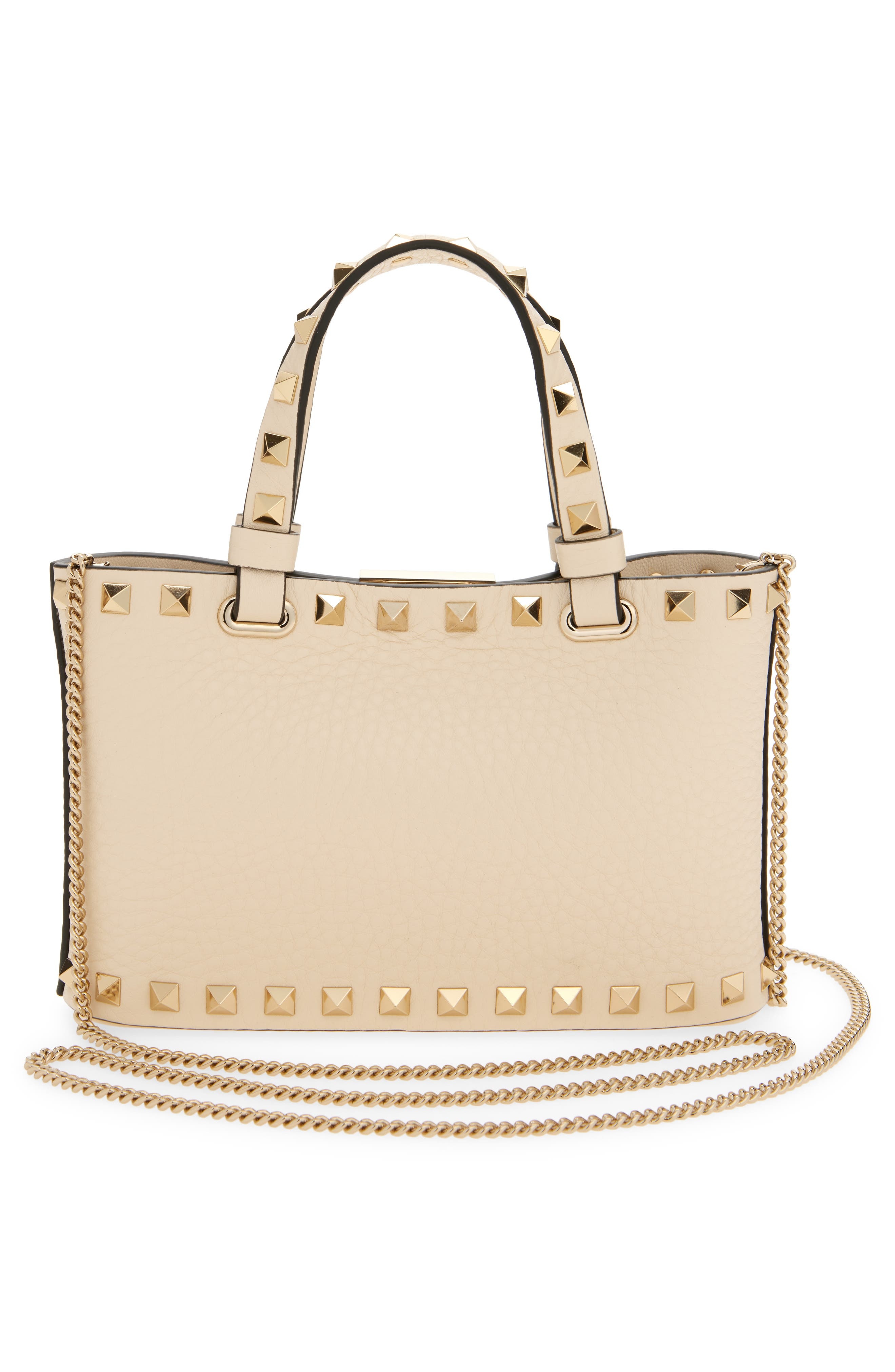 Valentino Garavani Mini Rockstud Leather Top Handle Bag in Light Ivory at Nordstrom - 5