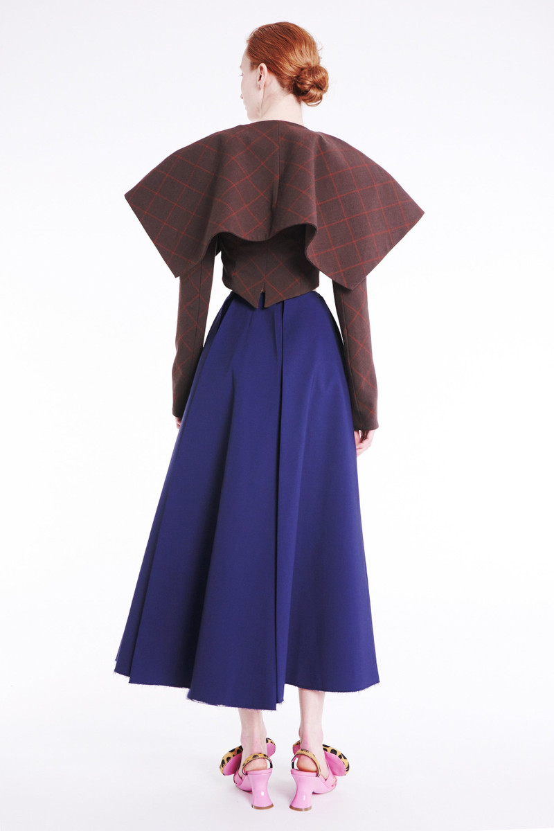 CROPPED JACKET WITH COLLAR BROWN CHECK 5