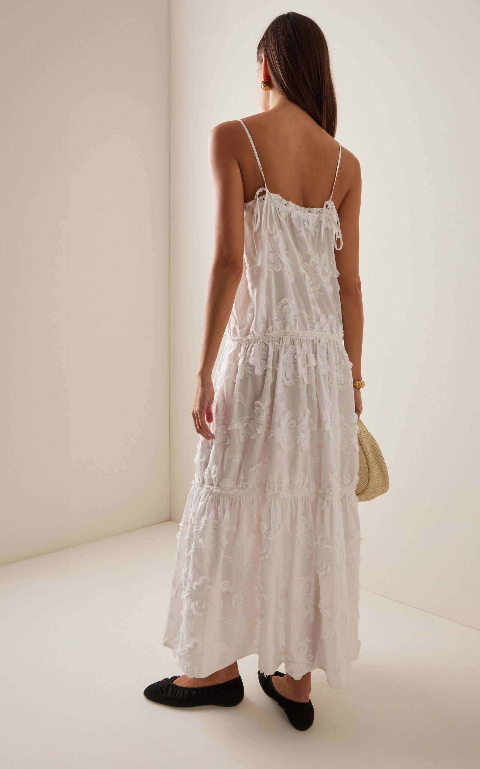 Jewell Embroidered Organic Cotton Maxi Dress white - 4