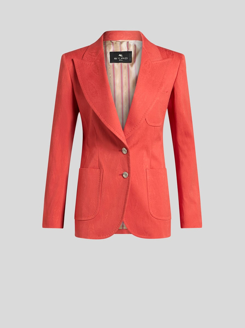 SINGLE-BREASTED JACQUARD JACKET WITH MEDALLION MOTIF - 1
