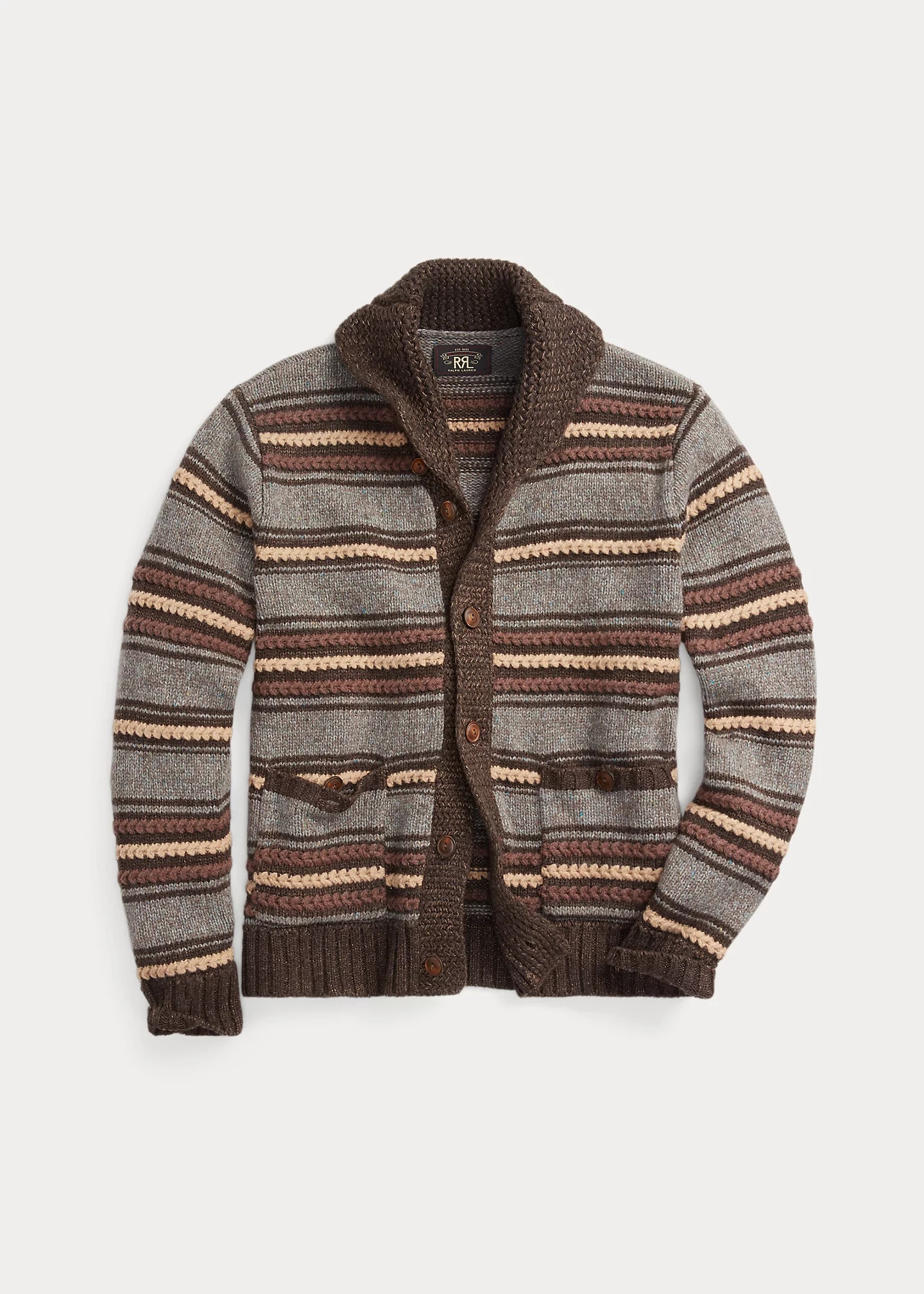 RRL by Ralph Lauren Striped Wool-Blend Cardigan | REVERSIBLE