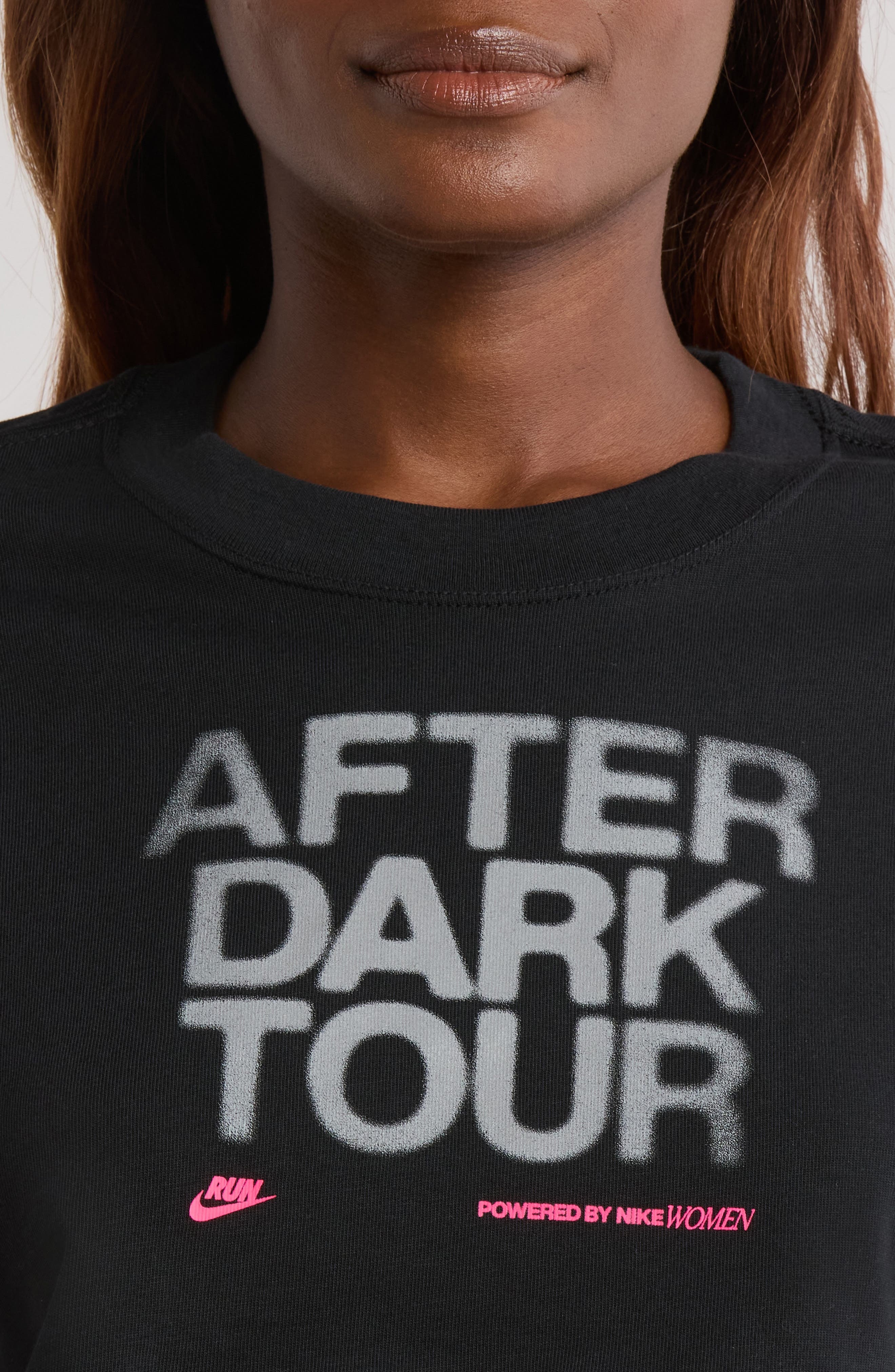 Nike After Dark Tour Oversized Long-Sleeve Crop Graphic T-Shirt in Black at Nordstrom - 4