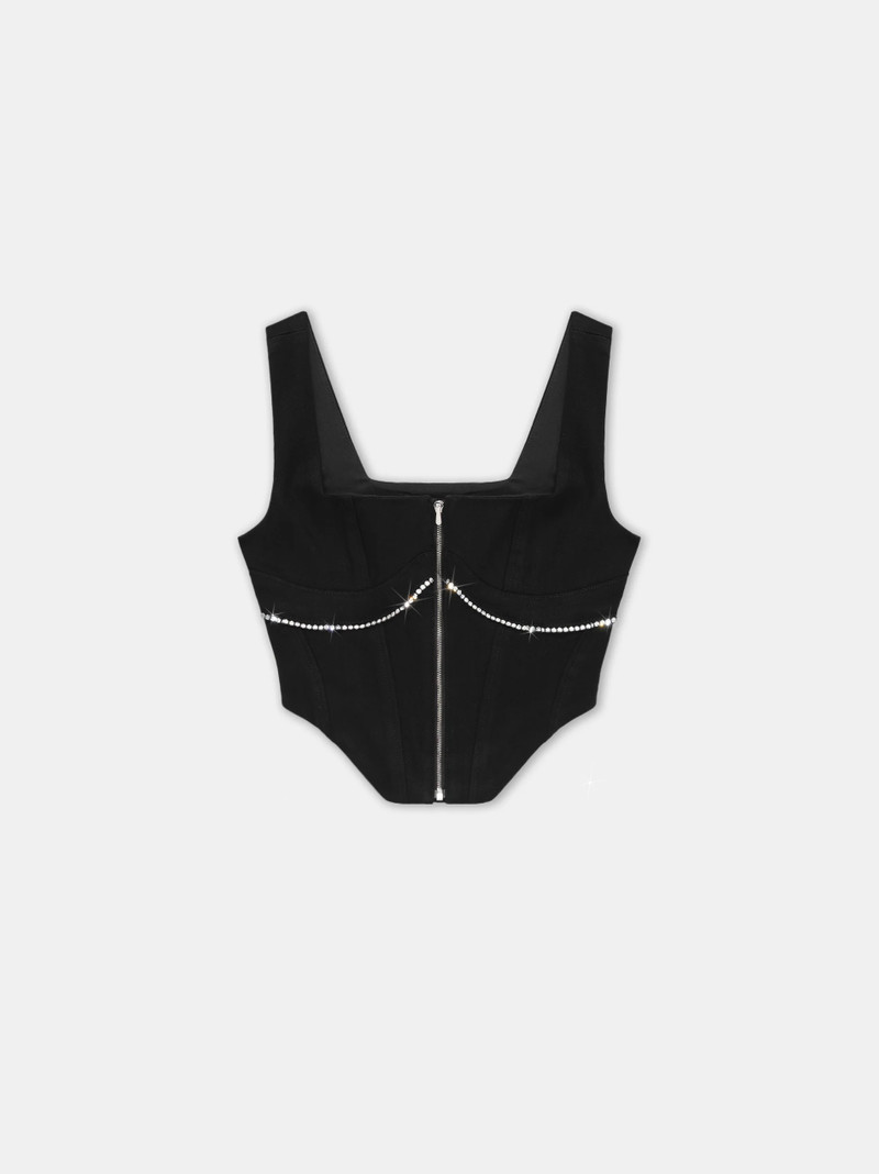 WOMEN'S CRYSTAL TRIMMED CORSET TOP - 1