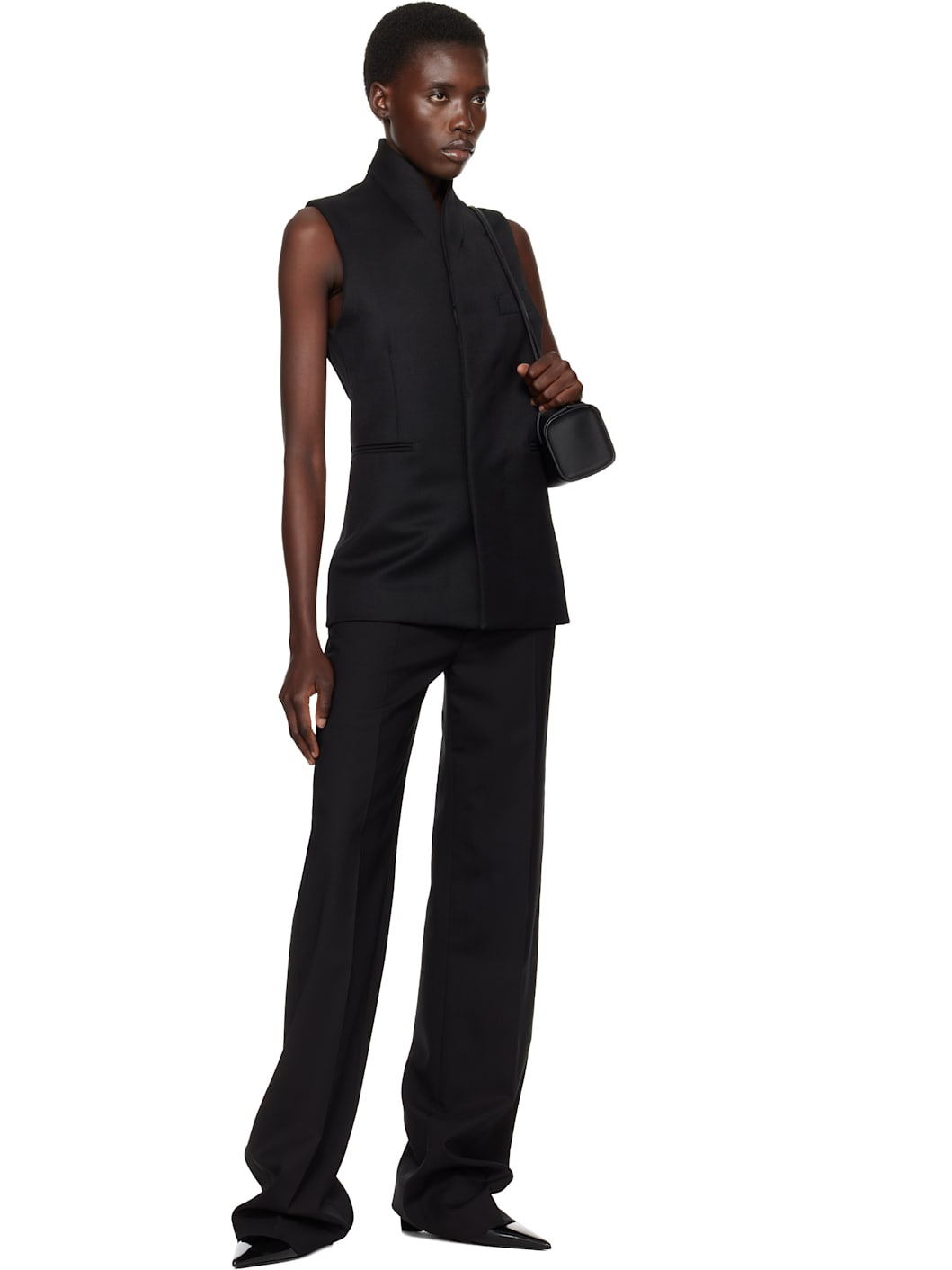 Black Shawl Lapel Vest - 4