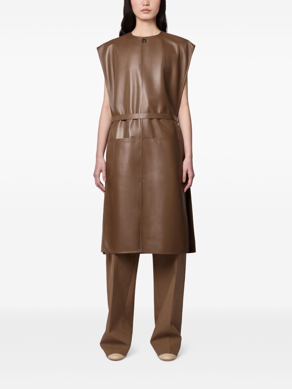 leather midi dress - 2