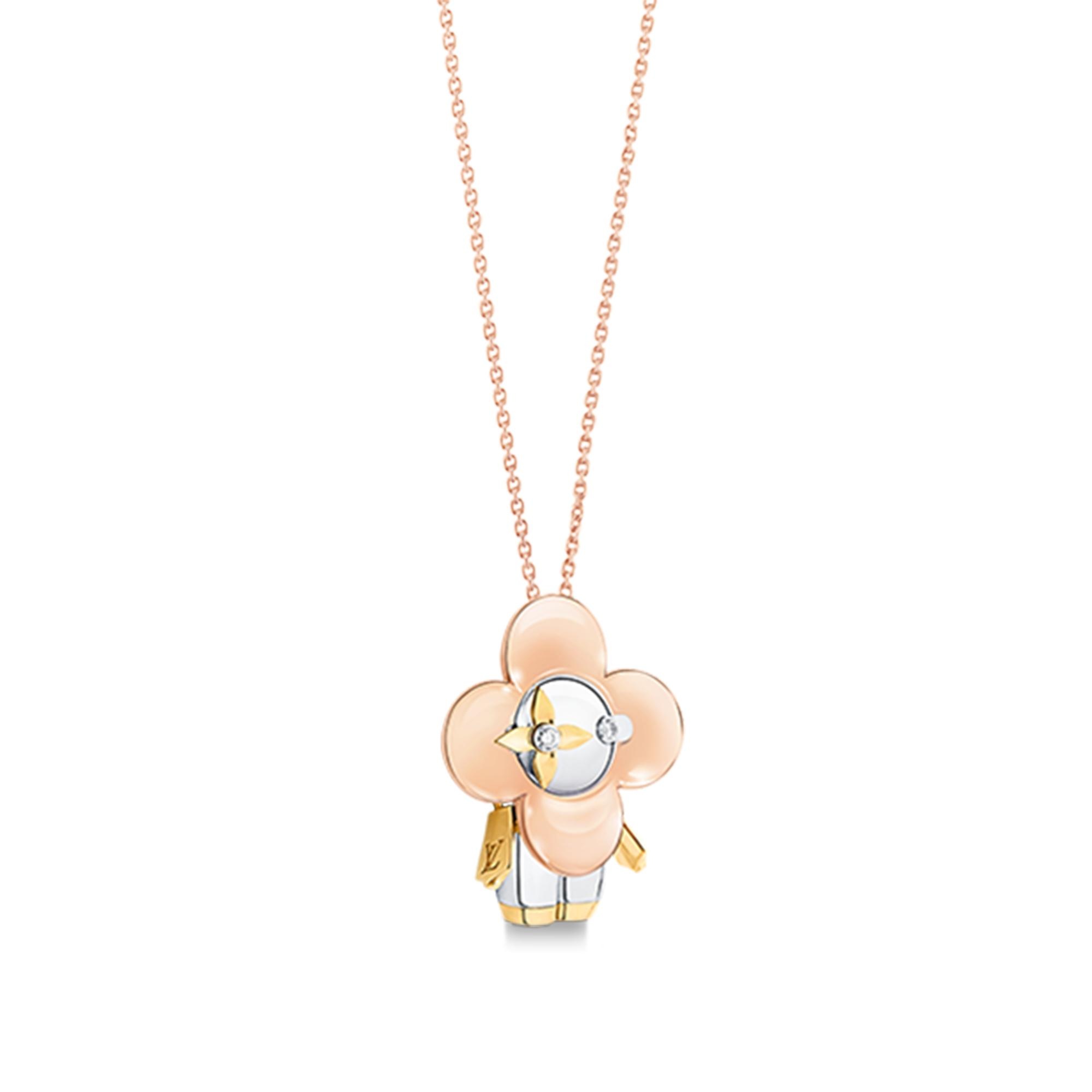 Vivienne pendant, 3 golds & diamonds - 3