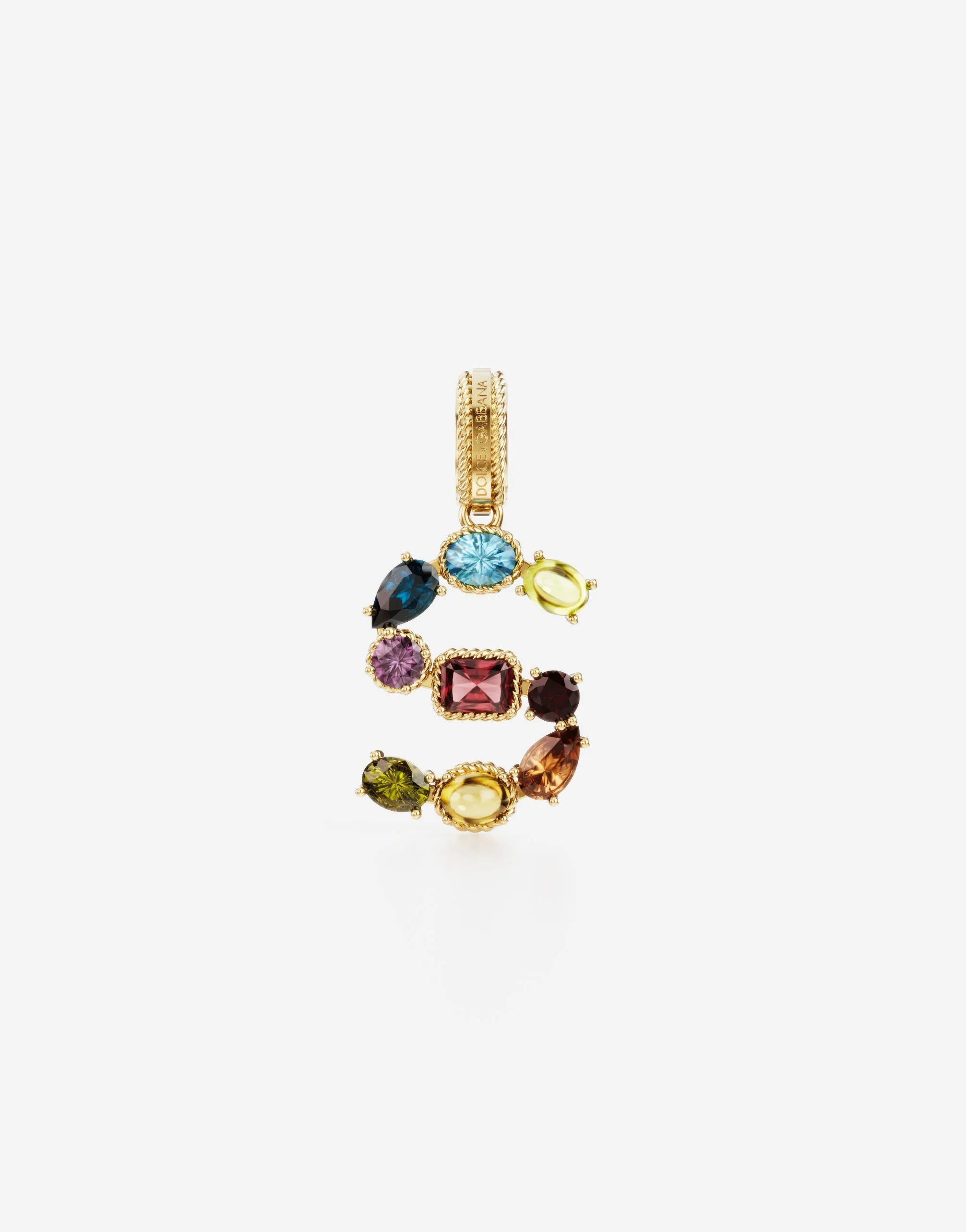 Charm S Lettering 18-carat yellow gold and multicolored gems - 1