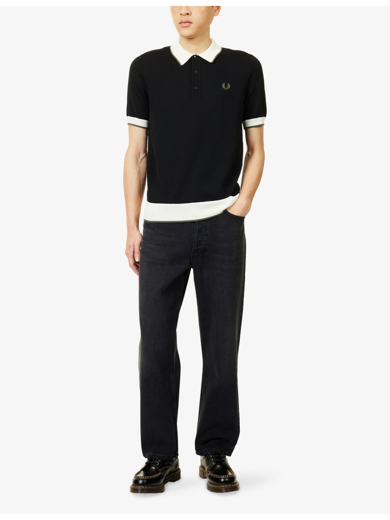 Fred Perry Logo-Embroidery Contrast Knitted Polo Shirt outlook