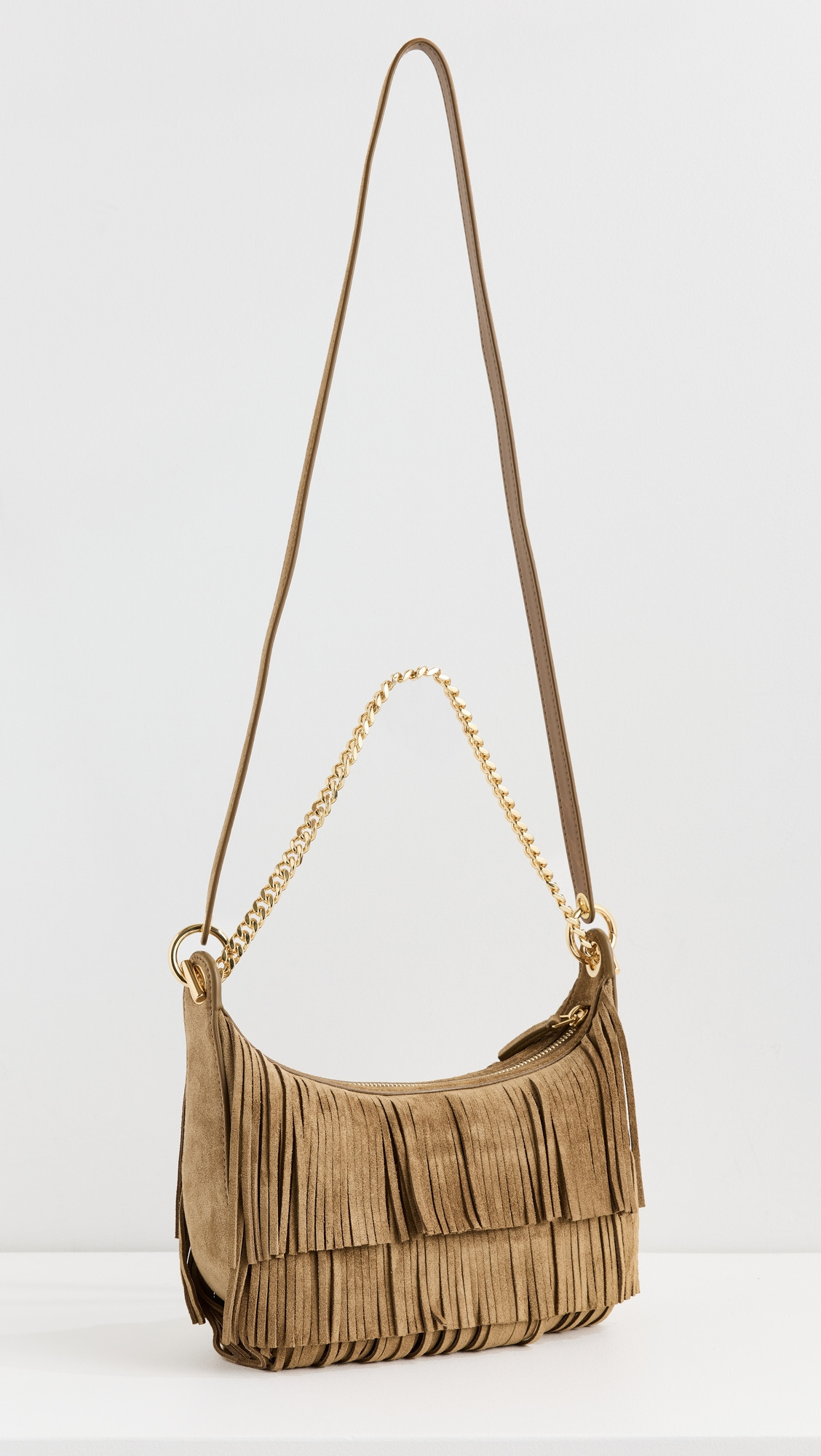 Small Suede Fringe Fortune Hobo Bag - 3