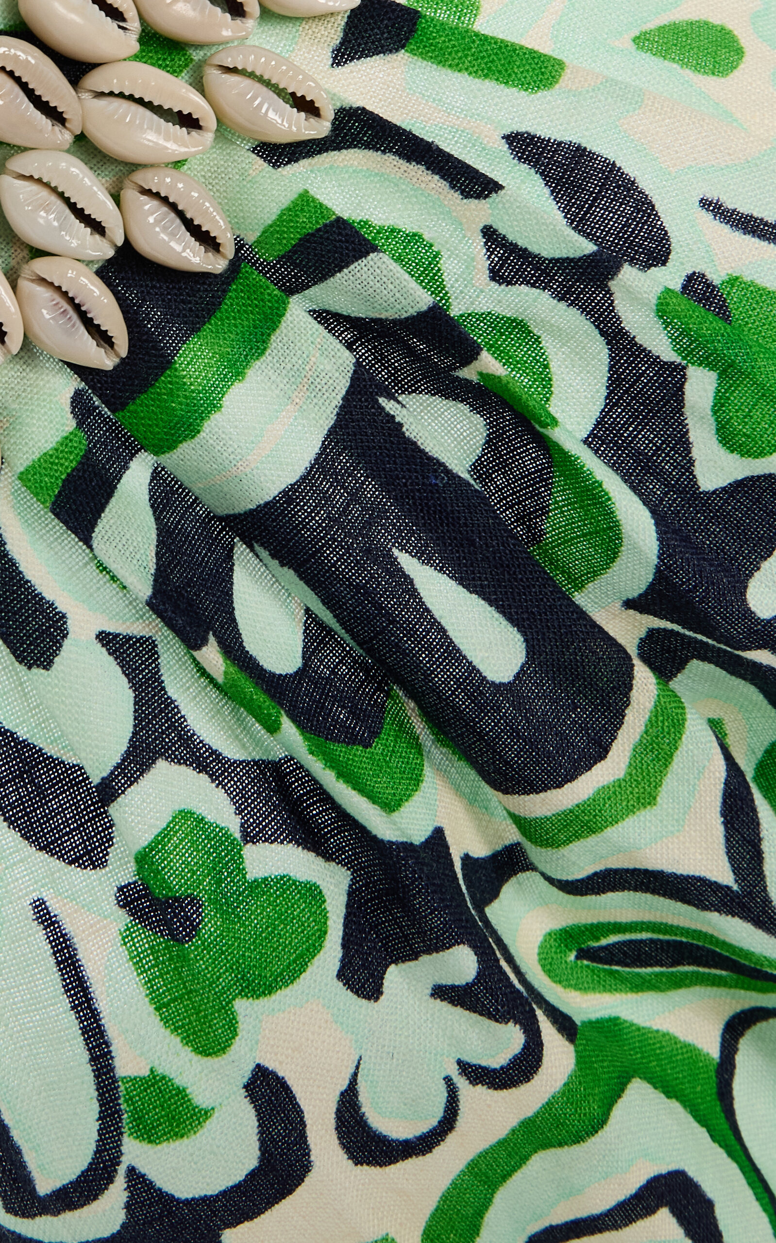 Aimee Seashell-Detailed Printed-Linen Maxi Dress green - 5