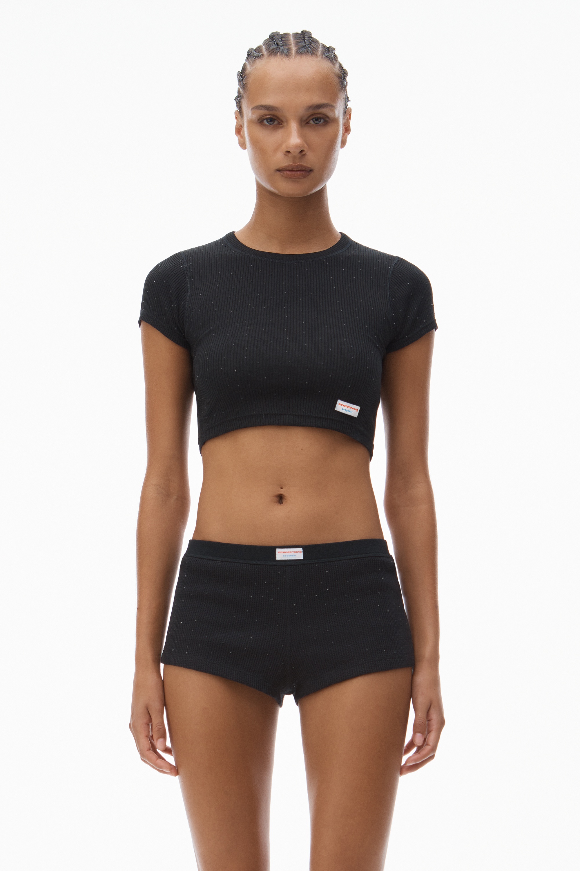 Crystal Hotfix Short-Sleeve Cropped Tee - 2
