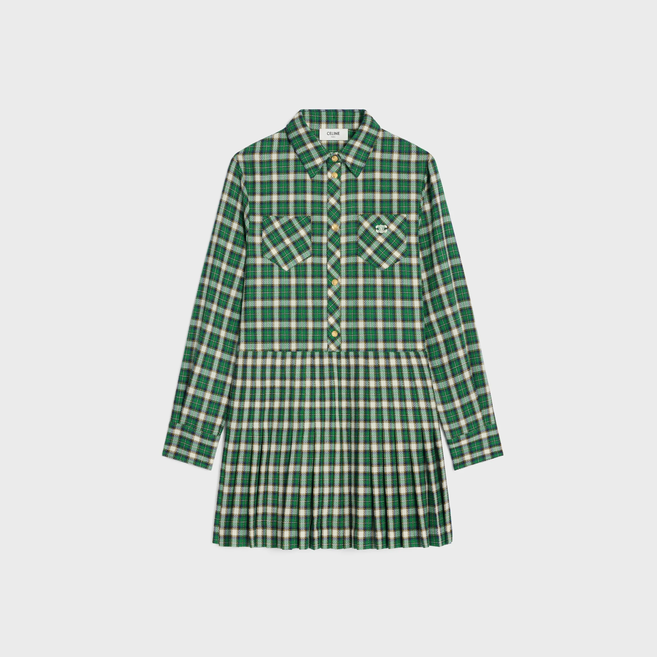 mini shirt dress IN check wool natté - 1
