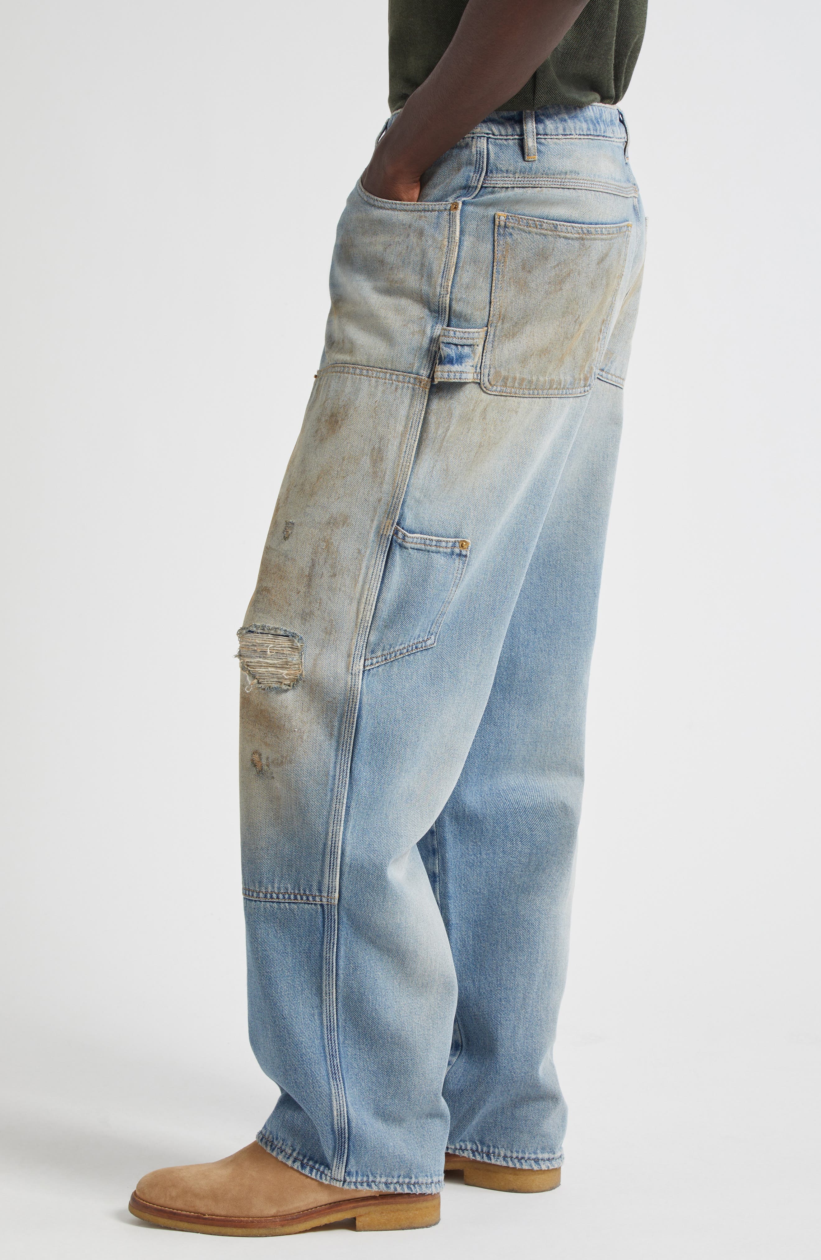 Golden Goose Journey Distressed Sandwashed Carpenter Jeans in Light Blue at Nordstrom - 4