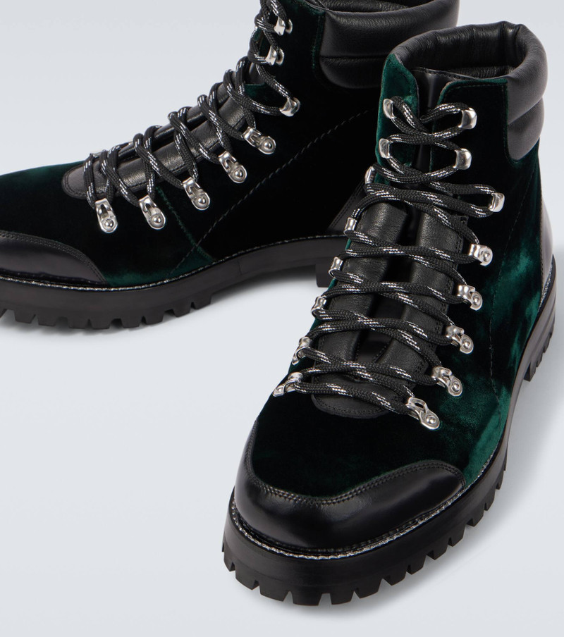 Janka leather-trimmed velvet combat boots 3
