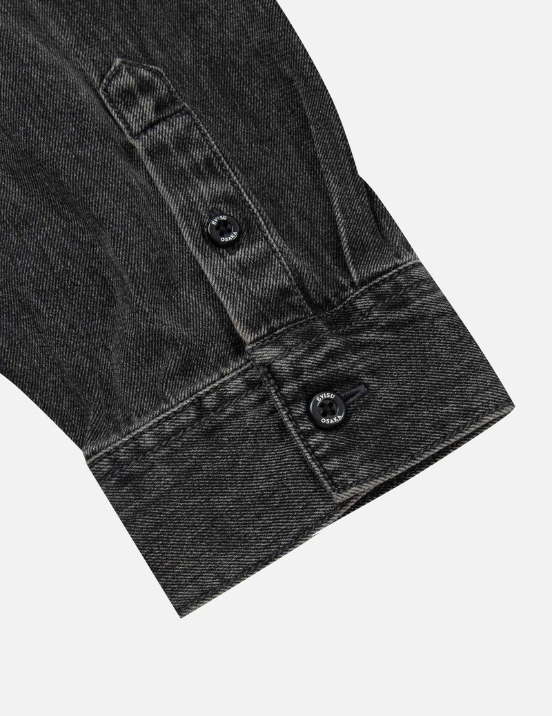 KAMON PRINT AND LOGO EMBROIDERY LOOSE FIT DENIM SHIRT 12