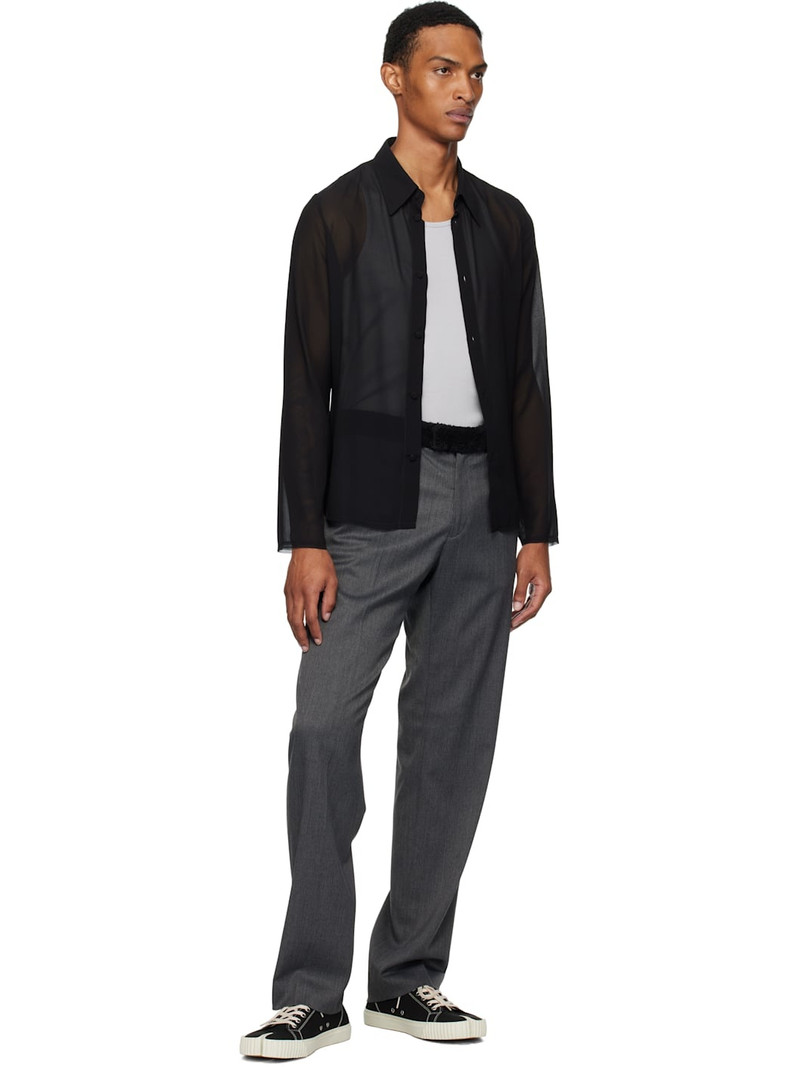 MM6 Maison Margiela Gray Fleece Trim Trousers outlook
