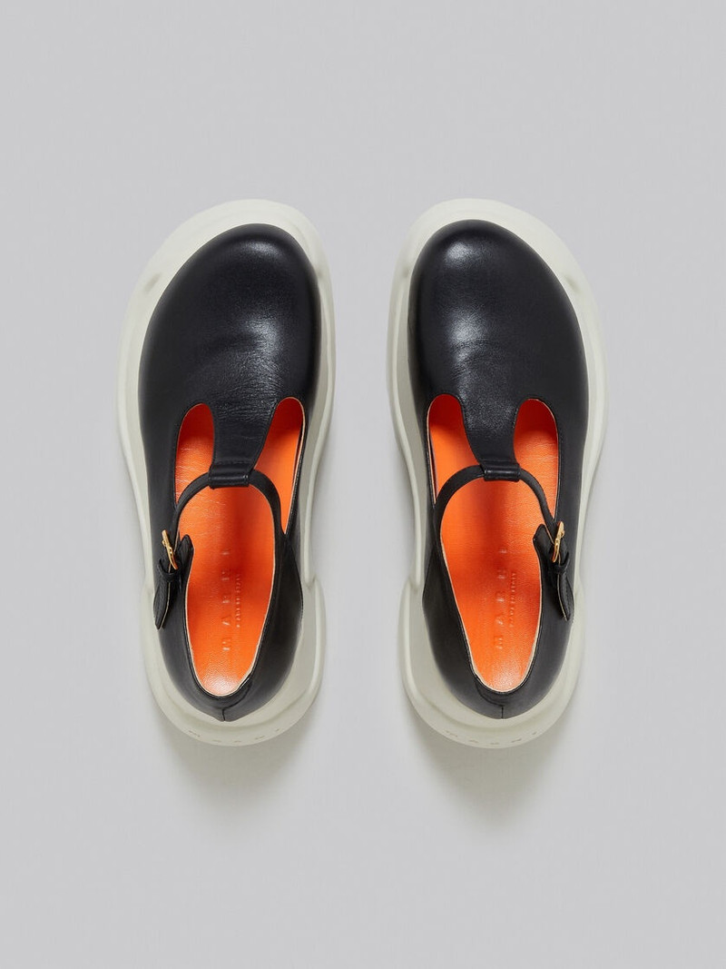 BLACK LEATHER ARAS 23 T-BAR SANDAL 4