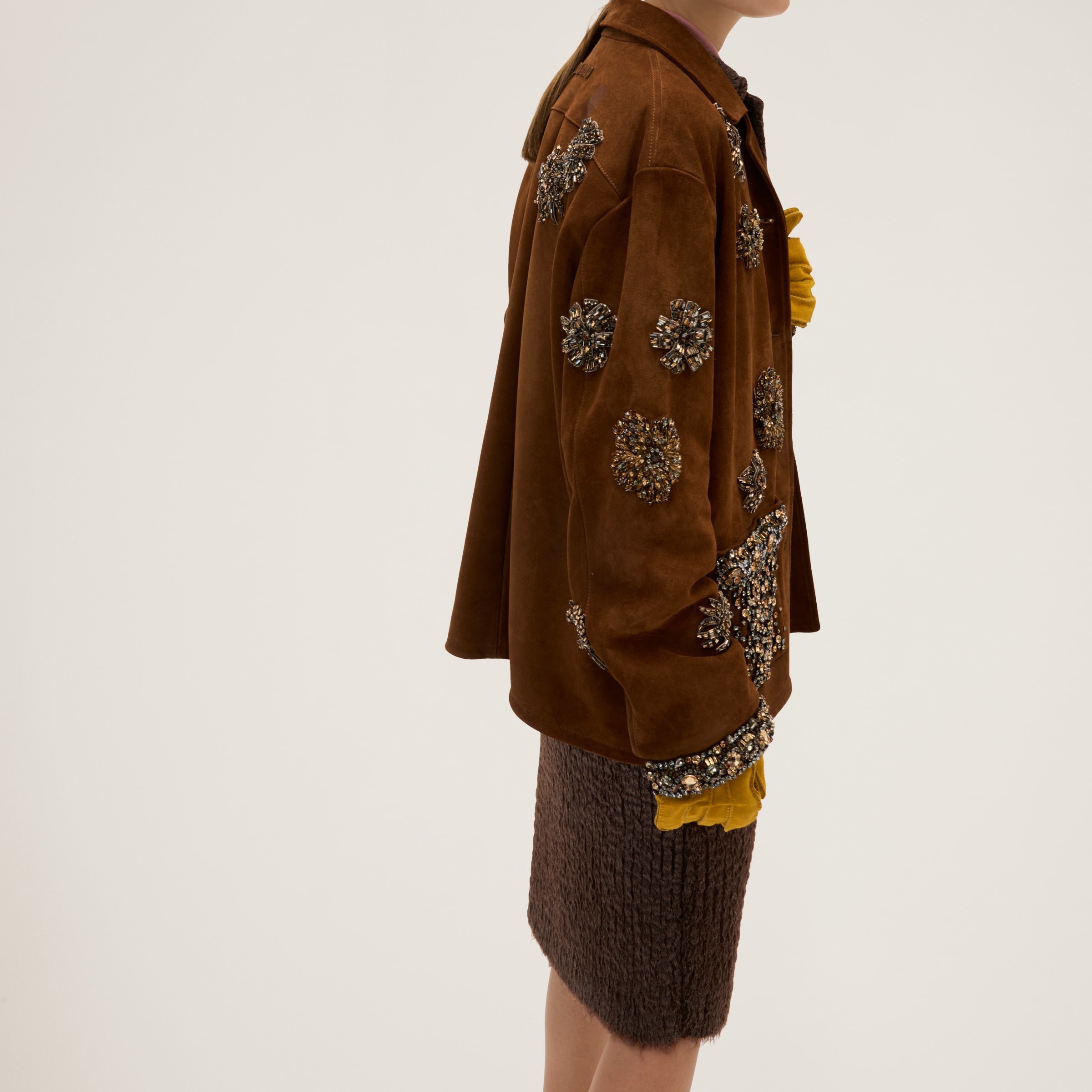 Embroidered suede jacket - 4