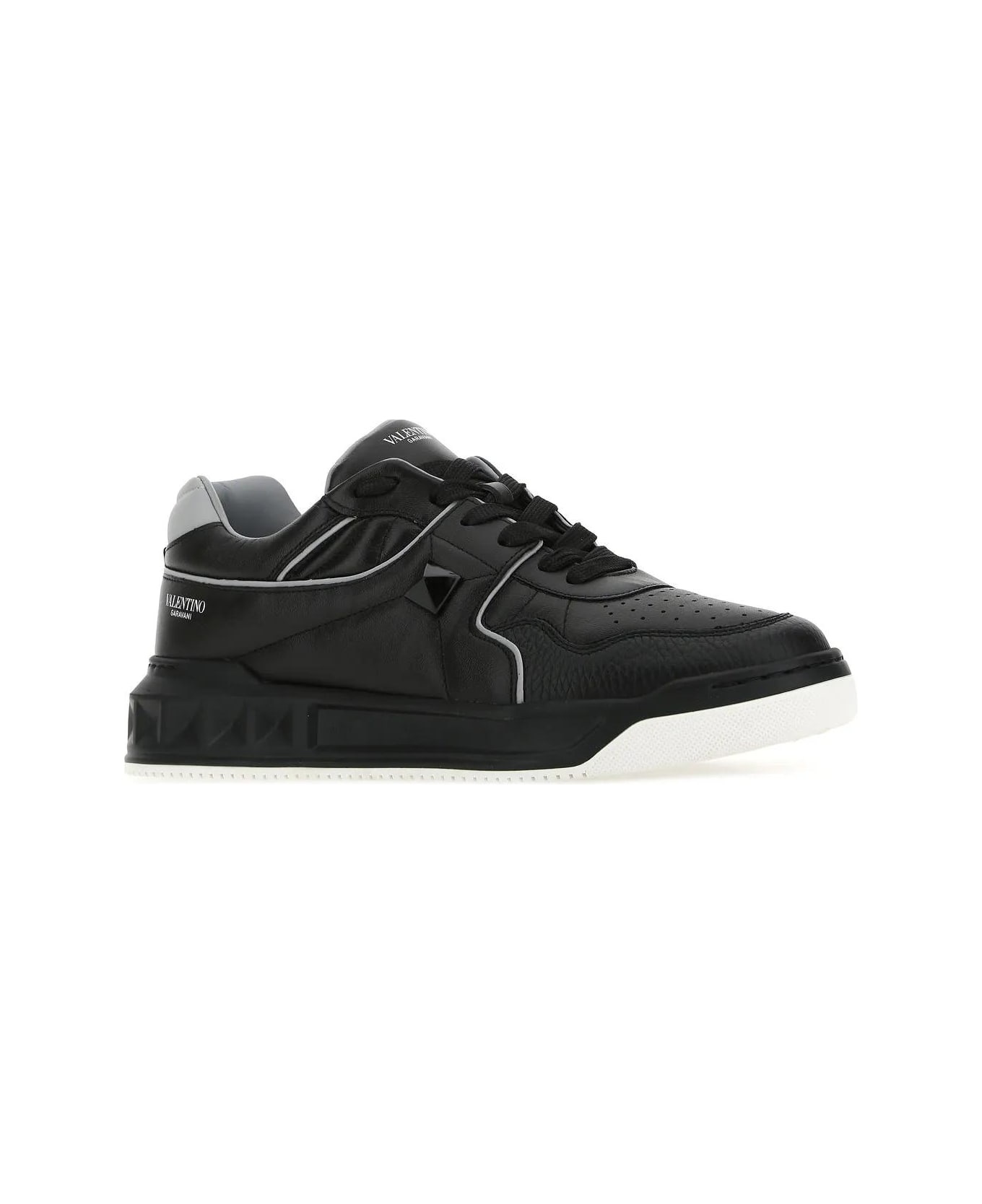 Black Nappa Leather One Stud Sneakers - 2