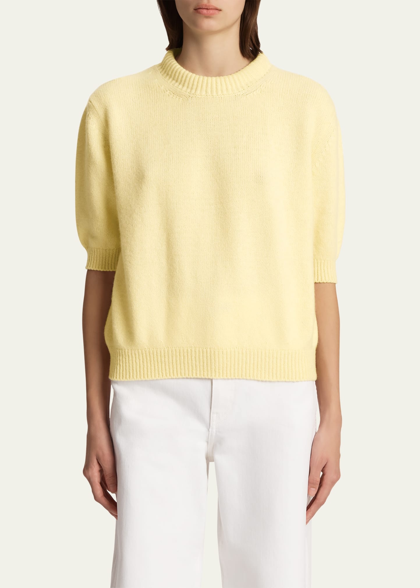 Davin Short-Sleeve Cashmere Sweater - 4