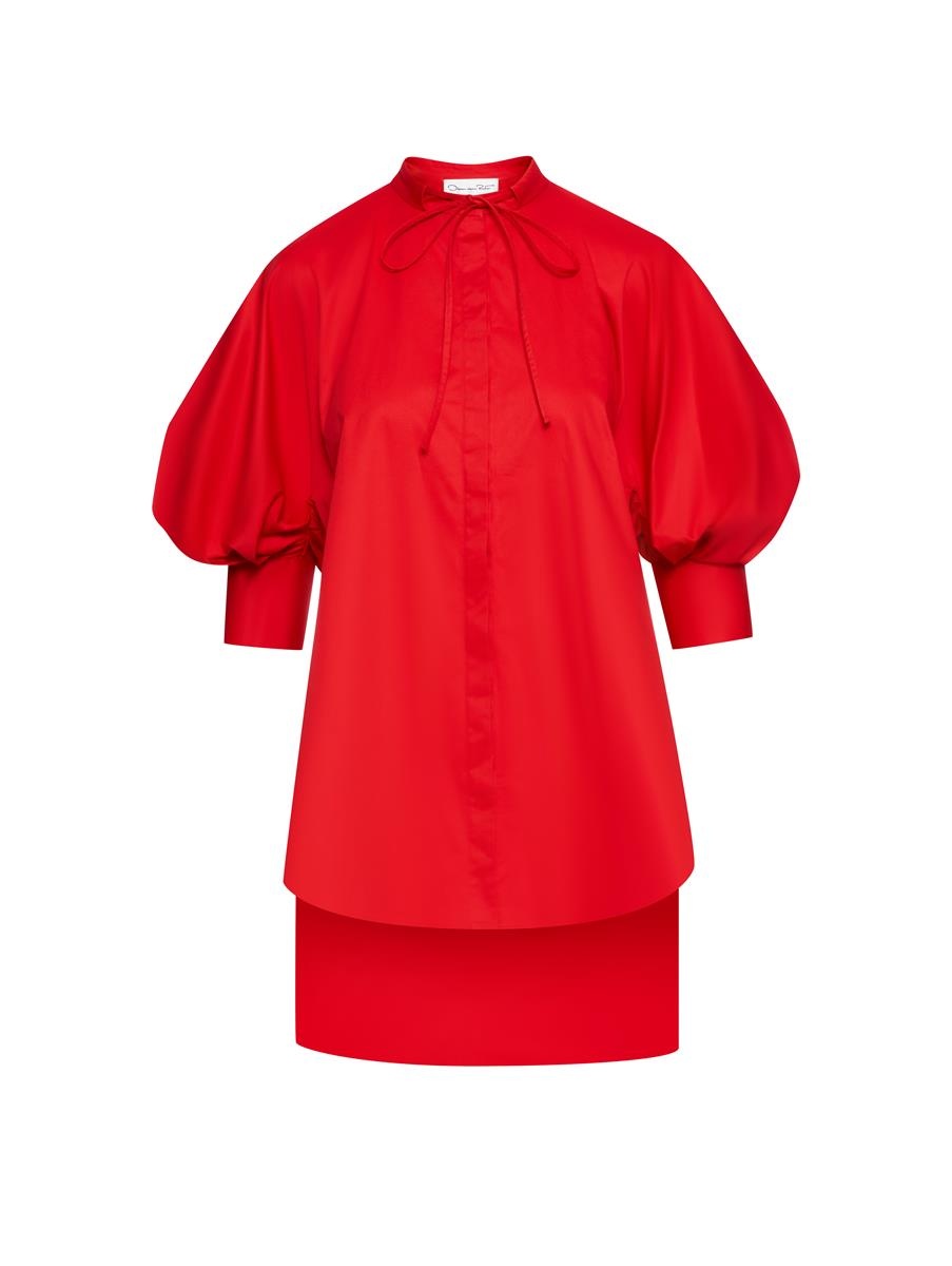 PUFF SLEEVE BUTTON FRONT OVERSIZED BLOUSE - 1