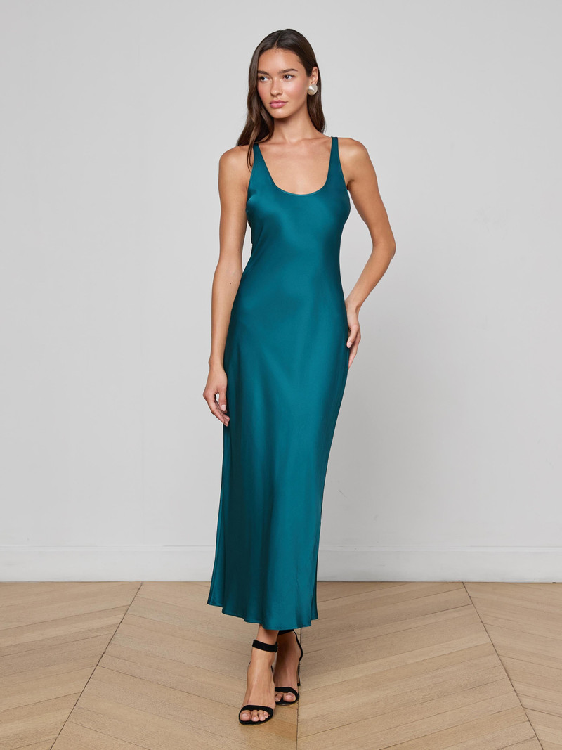 L'AGENCE Akiya Satin Maxi Dress outlook