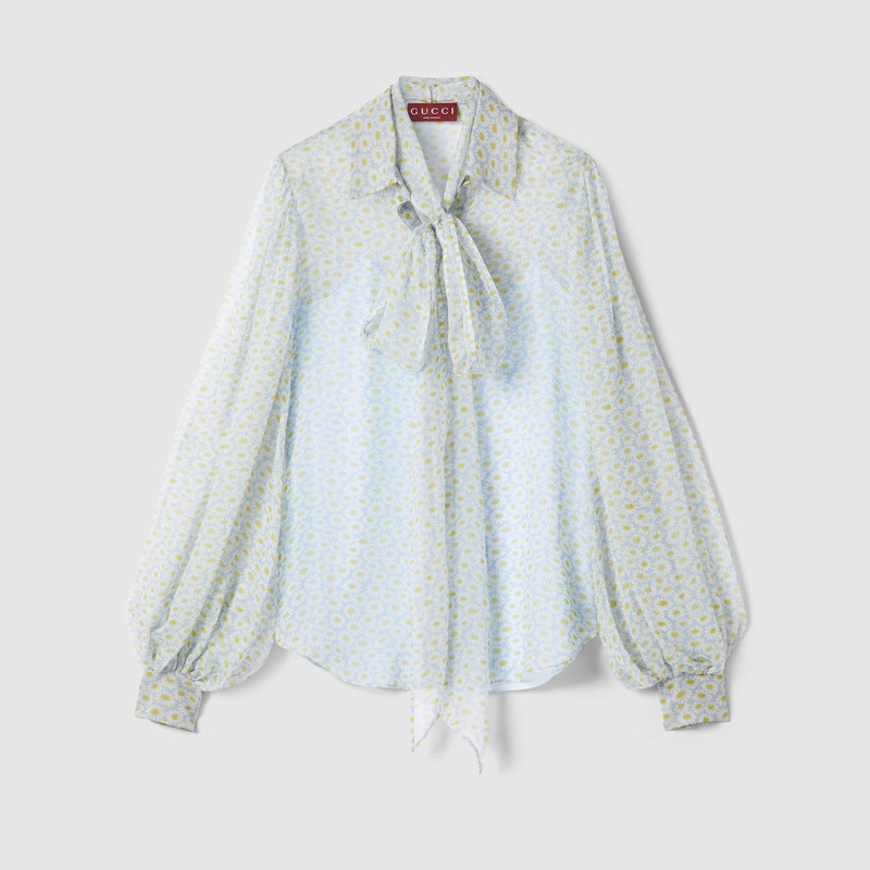 Printed silk chiffon shirt - 1