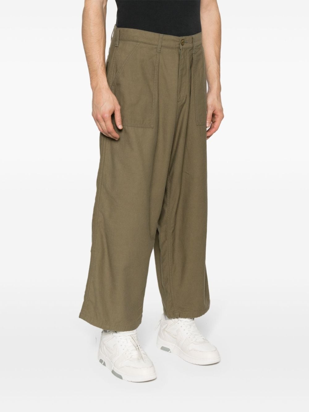 wide-leg cotton trousers - 3