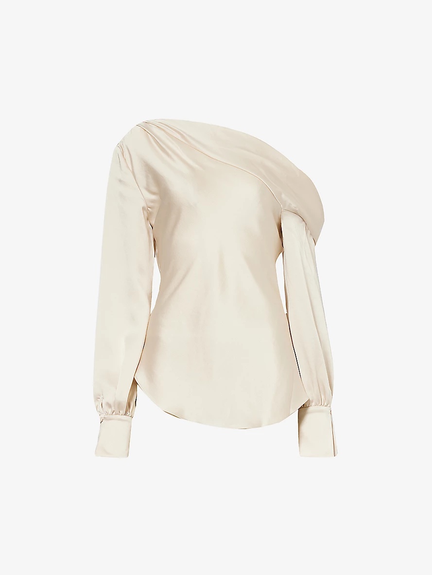 Alice asymmetric-neck satin top - 1