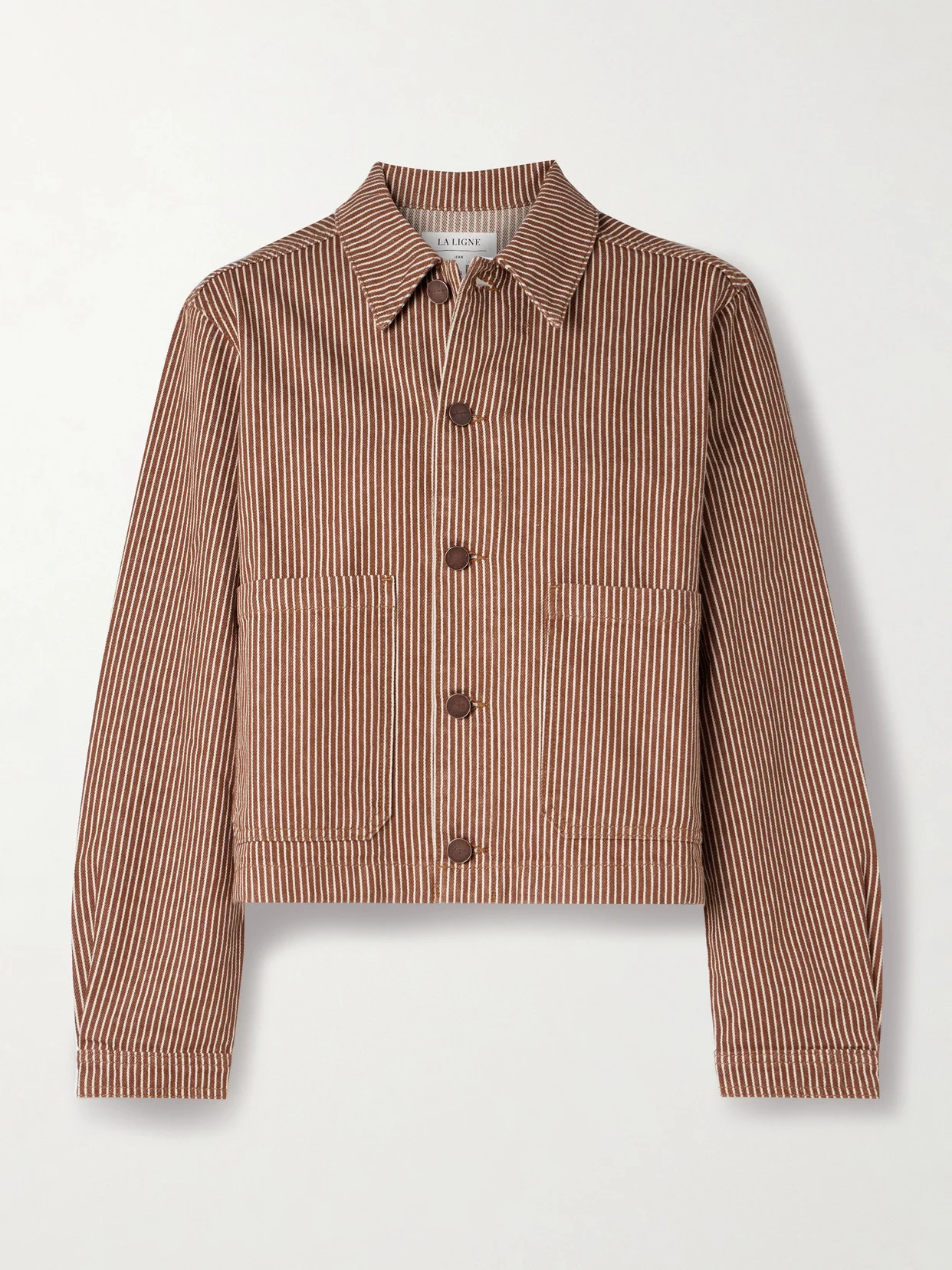 Val Cropped Striped Denim Jacket - 1